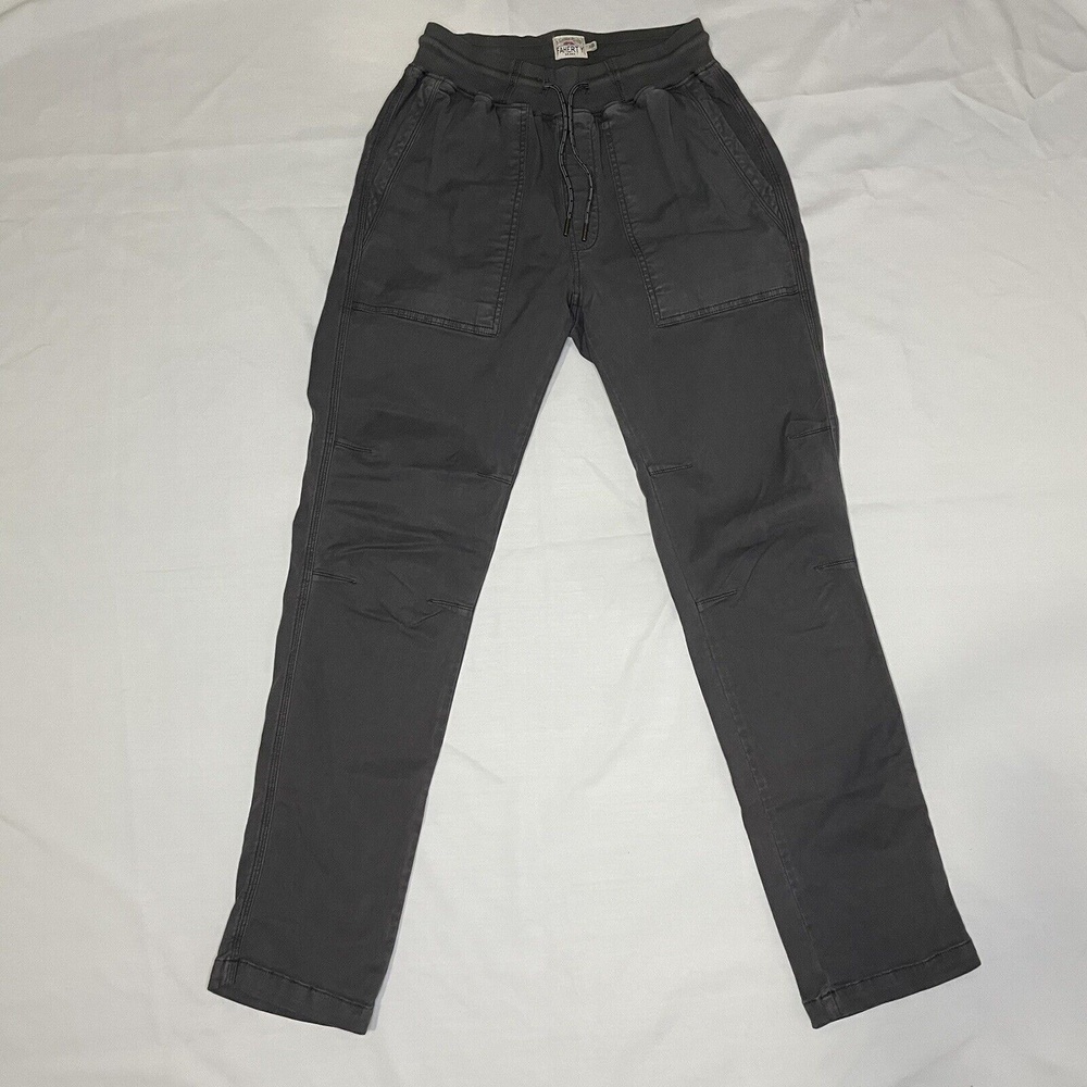 FAHERTY Brand Men's Traveler Pants Rugged Grey Size Small Drawstring Chino - Picture 1 of 9
